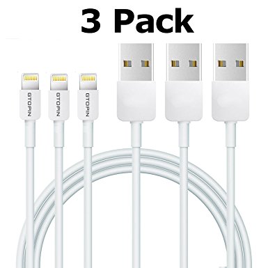Lightning Cable,Gtopin 3 Pack 3.3ft(1m) 2.4A Fastest Charger Cable Cord Charging Lightning Cable & Sync USB Charger Cable for Apple iPhone 7 Plus 7 6S 6 Plus SE 5S 5C 5,iPad Pro Air mini 5 4 3 2,iPod