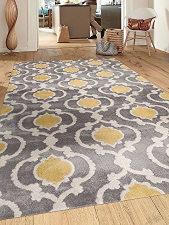 Moroccan Trellis Contemporary Gray/Yellow 5'3" x 7'3" Indoor Area Rug