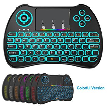 Ybee 2.4GHz Colorful Backlit Wireless Mini Keyboard H9 Pro, Mouse Touchpad Combo, Best Remote Control For Android tv box,HTPC,IPTV,PC,Raspberry pi 3,Pad and More Device (New colorful backlit)