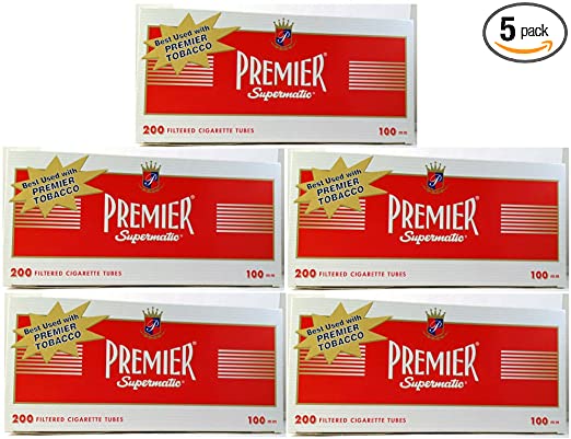 (5) Five Boxes of Premier Full Flavor - 100mm Cigarette Tubes by Premier