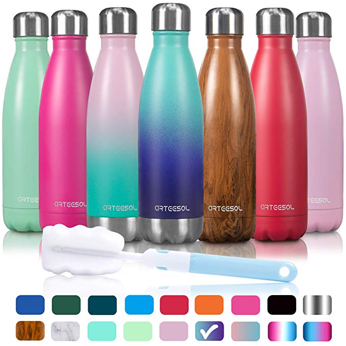 arteesol Water Bottle | Leakproof Cola Shape Bottle Keep Hot&Cold | Double Wall Vacuum 18/8 Stainless Steel Bottle | Narrow Mouth Personalized Texture-for Outdoor Activities