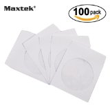 100 Pack Maxtek Premium Thick White Paper CD DVD Sleeves Envelope with Window Cut Out and Flap 100g Heavy Weight