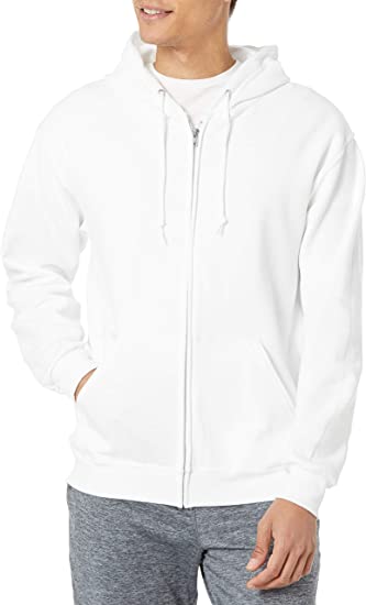 Jerzees Mens White Adult Full Zip Hooded Sweatshirt