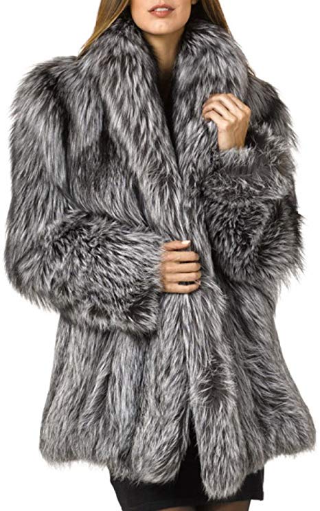 Rvxigzvi Womens Faux Fur Coat Plus Size Parka Jacket Long Trench Winter Warm Thick Outerwear Overcoat US XS-4XL