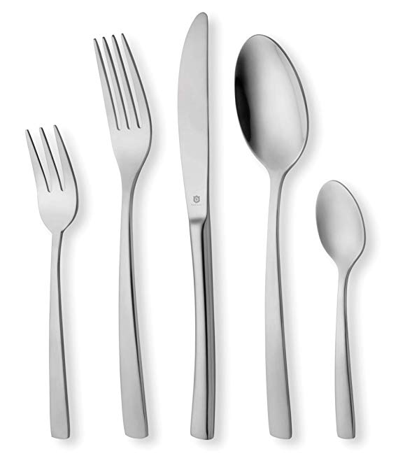 DANIALLI	40-Piece	Flatware	Set	For	8,	Modern	Sleek	Design	Silverware	Set,	18	10	Stainless	Steel	Utensils,	Include	Knife/Fork/Spoon,	Mirror	Polished	Set	of	Cutlery,	Dishwasher	Safe