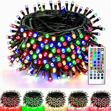 SANJICHA Smart Color Changing Christmas Lights, 66ft 200 LED String Lights Plug in with Remote and Timer, Dimmable RGB Twinkle Xmas Tree Lights Indoor Outdoor for Party Garden Wedding Decorations