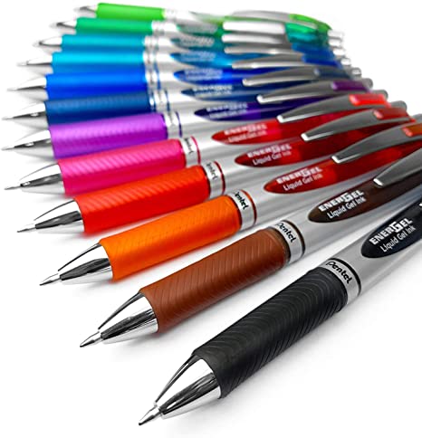 Pentel EnerGel XM BL77 - Retractable Liquid Gel Ink Pen - 0.7mm - 52% Recycled - Pack of 12 Mixed Colours