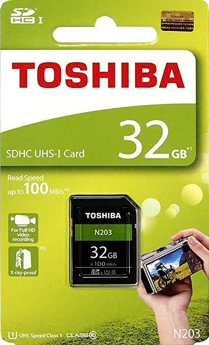 Toshiba 32GB N203 SDHC UHS-I Card U1 Class 10 SD Card Memory Card 100MB/s (THN-N203N0320A4)