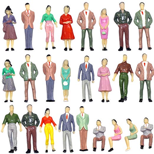 Evemodel P50 50pcs Model Trains Architectural 1:50 Scale Painted Figures O Scale Sitting and Standing People for Miniature Scenes New