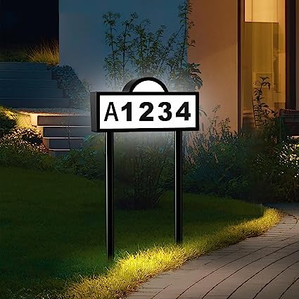 Quntis House Numbers for Outside, Solar Address Signs for Houses Waterproof, 3-Color in 1 Outdoor Address Plaque LED Illuminated Wall Mounted & In Ground Lighted Up for Home Yard Street Driveway Door