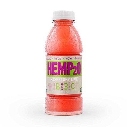 Hemp2o Hemp Vitamin Drink Herbal Water Organic Hemp20 Beverage Hemp Seed Oil Omega 3 - 16.9 fl oz (Pack of 12) (Raspberry Lime)