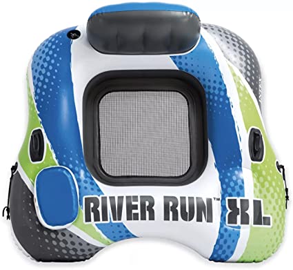 Intex River Run XL Lounge Tube - Inflatable Pool River Raft Ride- Vibrant Blue, White, and Green