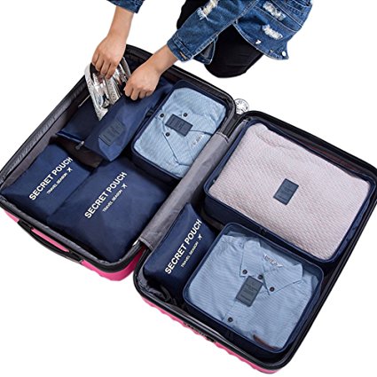 Belsmi 7 Set Packing Cubes With Shoe Bag - Compression Travel Luggage Organizer