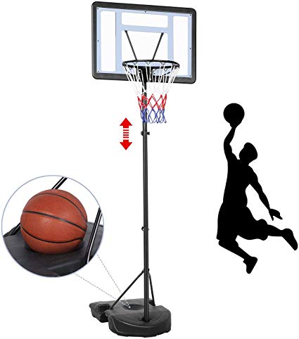 Yaheetech 7.2-9.2ft In-Ground Basketball System Portable Removeable Basketball Hoop Outdoor/Indoor Adjustable Height Basketball Set for Kids/Youth/Teenagers