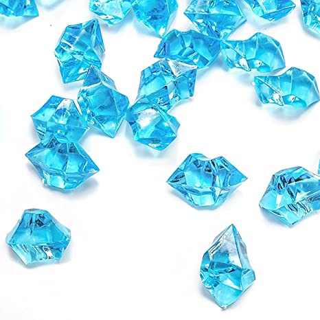 DomeStar Blue Fake Crushed Ice Rocks, 150 PCS Fake Diamonds Plastic Ice Cubes Acrylic Clear Ice Rock Diamond Crystals Fake Ice Cubes Gems for Home Decoration Wedding Display Vase Fillers