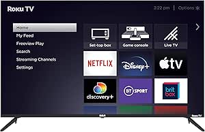 RCA Roku TV 55 Inch 4K Smart TV, UHD TV with BBC Netflix FreeviewPlay Disney , HDR DVB-T2/T Dolby Audio 3 x HDMI 2 x USB Port, Large Screen TV for Living Room Home