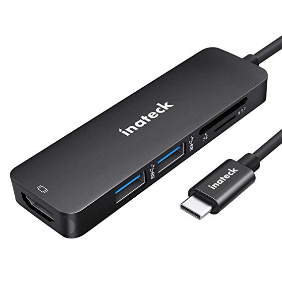 Inateck USB C Hub Slim Aluminum USB 3.1 Gen1 Type C Hub Adapter with 4K HDMI Video Output for MacBook Pro, Black (TCH4001)