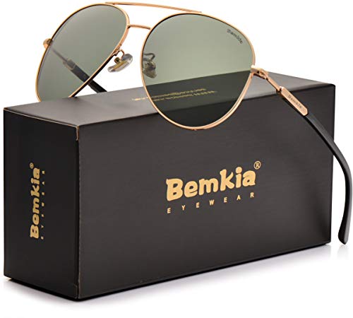 Bemkia Sunglasses Men Women Aviator,Polarized 60mm Len Shades Metal Frame UV400