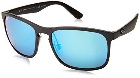 Ray-Ban RB4264 Chromance Lens Square Sunglasses, Black Frame/Blue Mirror Lens (601SA1)/