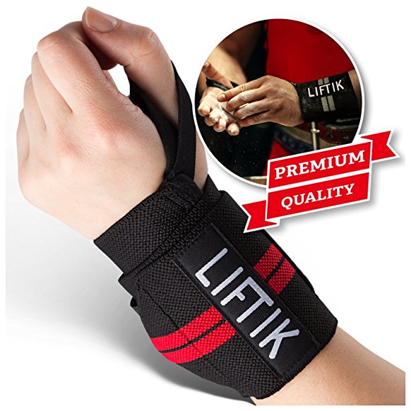 LIFTIK Weight Lifting Wrist Wraps, Adjustable Athletic Wrist Straps, Set of 2