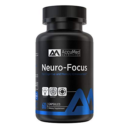 AccuMed Neuro-Focus Nootropic Brain Supplement Booster. Premium Ingredients for Enhanced Cognitive Performance, Concentration & Mental Clarity - B12, DMAE, Ginkgo Biloba, Bacopa Monnieri, Alpha GPC &