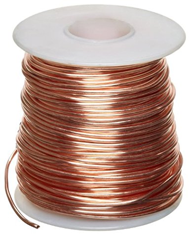 Bare Copper Wire, Bright, 22 AWG, 0.025" Diameter, 500' Length (Pack of 1)