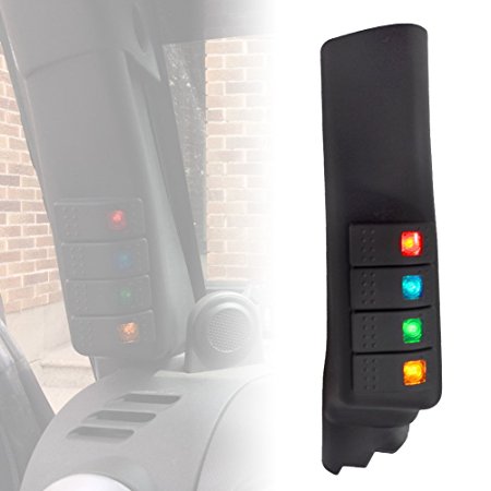 Liteway Black A-Pillar Switch Left Hand Pod Panel 4 LED Rocker Switch for Jeep Wrangler JK 11-16 (left-hand-drive model), 2 Years Warranty