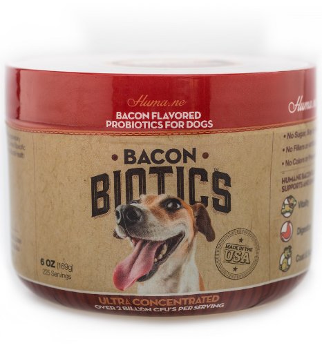 Baconbiotics - The Best Bacon Flavored Probiotic for Dogs Ultra-concentrated Blend of Digestive Enzymes for Diarrhea Gas Allergies Arthritis Pain Relief and Super Immune Boost for Your Dog