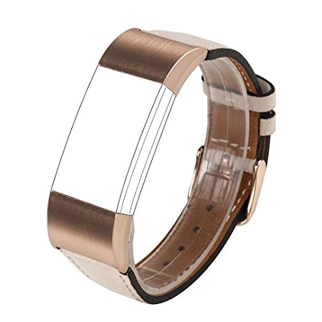 Wearlizer Replacement Leather Strap for Fitbit Charge 2