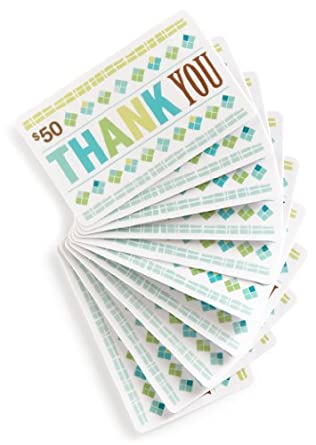 Amazon.com $50 Gift Cards, Pack of 10 (Thank You Card Design)