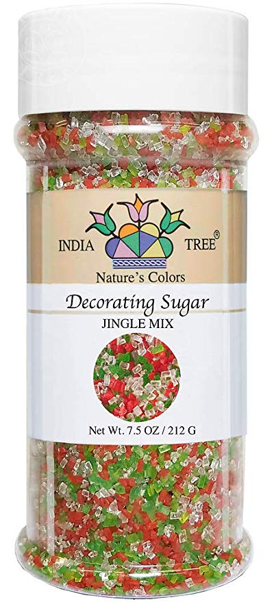India Tree Nature's Colors Mix Decorating Sugar, Jingle, 7.5 Ounce