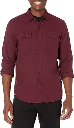 Amazon Essentials Men's Slim-Fit Long-Sleeve Two-Pocket Flannel Shirt