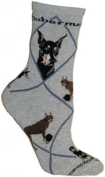 Doberman (Gray) Adult Cotton Puppy Dog Socks by WHD