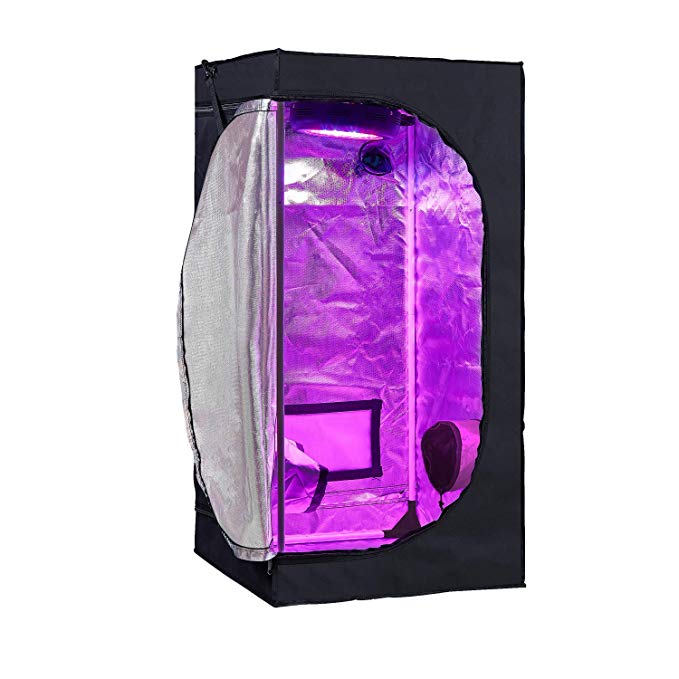 GreenHouser 24"x24"x48" Reflective Mylar Grow Tent High Reflection Room Grow Box for Hydroponics Indoor Fruit Flower and Veg Planting