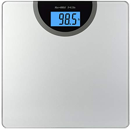 BalanceFrom High Accuracy Premium Digital Bathroom Scale Extra Large Dual Color Backlight Display and"Smart Step-On" Technology [Newest Version] (Regular, Silver)