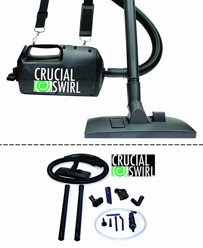 Crucial Swirl Powerful Handheld Portable Vacuum Cleaner, Includes Deluxe Cleaning Attachments & Micro Cleaning Attachment Set, Only 4.5lbs & has Blower Function Too, Perfect for Car detailing, Designed and Engineered by Crucial Vacuum - Corded