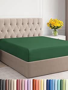 CGK Unlimited Twin XL Size Fitted Bed Sheet - Hotel Luxury - Fits Mattress Up to 16 - Extra Soft, Wrinkle Free, Breathable - Emerald Green