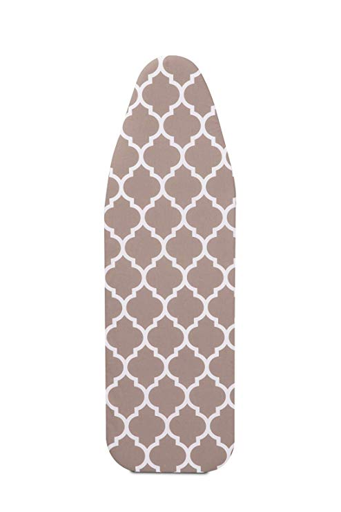 Mabel Home ironing Board Padded Cover, 100% Cotton, 54" x 15" - Light-Brown/White Patterned