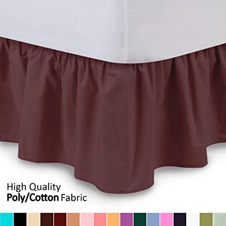 ShopBedding Ruffled Bed Skirt (Twin XL, Burgundy) 14 Inch Drop Dust Ruffle with Platform, Wrinkle and Fade Resistant, Available in All Bed Sizes and 16 Colors - Blissford