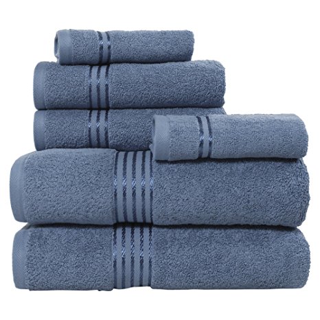 Lavish Home 100% Cotton Hotel 6 Piece Towel Set - Light Blue