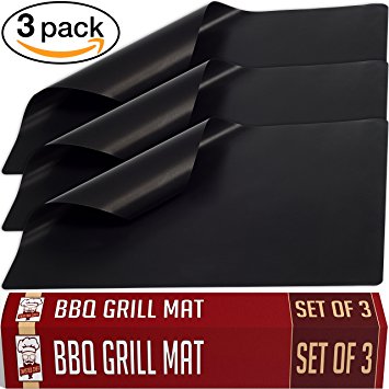 Nonstick BBQ Grill Mat, Perfect For Charcoal, Electric and Gas Grill, Reusable, Easy To Clean, Dishwasher Safe, Set Of 3 Mats, Essential Grilling Accessories For Home Cooks and Grillers
