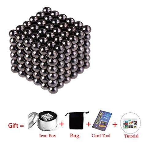 Beautychen Magnetic Cube 216pcs 5mm Magnets Blocks Magnetic Square Cube Children's Puzzle Magic Cubes DIY Educational Toys for Kids Intelligence Development and Stress Relief (Black)