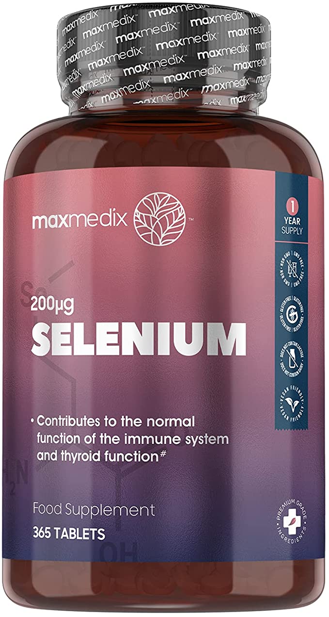 Selenium 200mcg - 365 Vegan Selenium Tablets (1 Year Supply) - L Selenomethionine - High Strength Selenium Supplements - Natural Hair, Skin & Nails Vitamins - Immune System & Thyroid Supplement