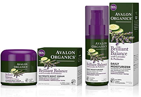 Avalon Organics Brilliant Balance Daily Moisturizer Bundled with Ultimate Night Cream, 2 Ounce Each