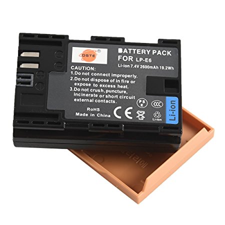 DSTE® LP-E6 Replacement Li-ion Battery for Canon EOS 5D Mark II III 5DS 5DS R 6D 7D 60D 60Da 70D 80D 7D mark II III XC10 Camera as LP-E6N