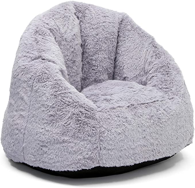 Delta Children Cozee Fluffy Chair, Kid Size (For Kids Up To 10 Years Old), Grey