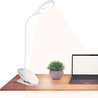 ODOM LED Flexible Gooseneck Clip on Lamp, Eye-Care LED Desk Lamp with Clip, Stepless Dimming Adjustable Desk Light for Home, Office, Workbench