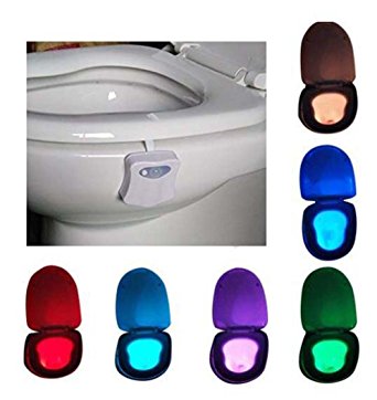 Emontek Colorful Motion Sensor Toilet Nightlight,8 Color Motion Activated Tolit Nightlight Battery Operated Bathroom Bowl Light
