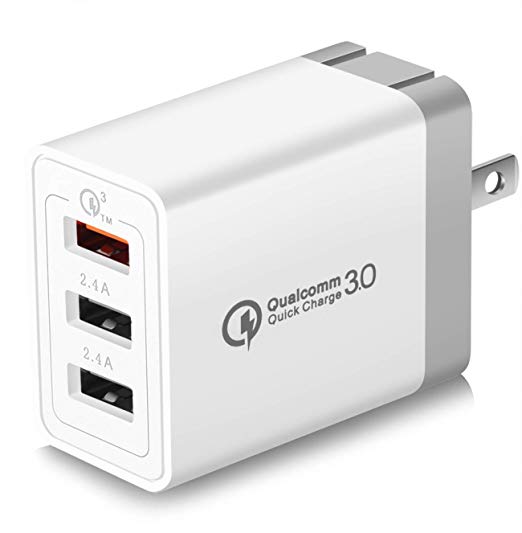 Quick Charge 3.0 Wall Charger, WITPRO 30W Multi Port Foldable Adaptive Fast Charging Wall Plug for Samsung Galaxy S10/S9/S8 Plus, S7/S6 Edge, Note 4/5/8/9, LG G7/G6/G5, V20 V30 V40, HTC M9 10 (More)