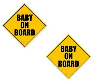 Zone Tech Premium Quality Reflective Convenient Pack of 2 Reusable "Baby on Board" Vehicle Safety Magnets